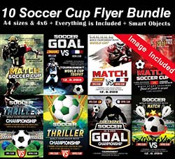 10个足球杯海报/传单模板：10 Soccer Cup Flyer Bundle